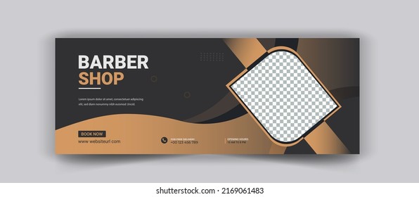 Hair cut banner for Modern barber shop social media cover photo template. beauty salon web banner template