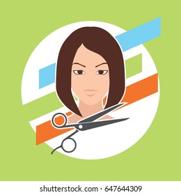 hair cut / hairstyle model for woman concept, vector illustration