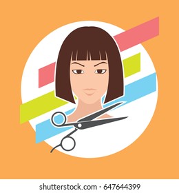 hair cut / hairstyle model for woman concept, vector illustration