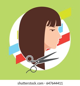 hair cut / hairstyle model for woman concept, vector illustration