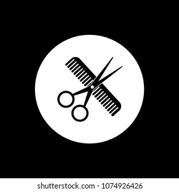 Hair cut icon black. Vector illustration