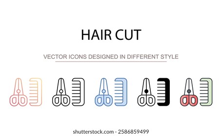Hair Cut icon design with white background stock illustration