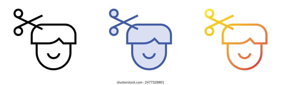 hair cut icon. Linear, Blue Fill and Gradient Style Design Isolated On White Background