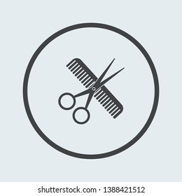 Hair cut icon silver in circle . Vector illustration