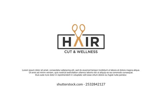 Hair cut icon vector logo design with creative concept Premium Vector