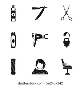 Hair cut icons set. Simple illustration of 9 hair cut vector icons for web