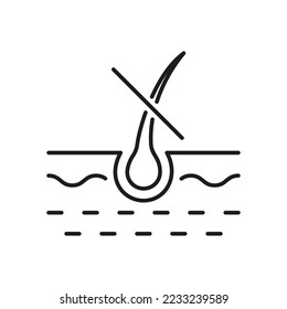 Hair Cut Line Icon. Damaged Hair Follicle Linear Pictogram. Trichology Problem, Human Dermatology Hair Disease Outline Icon. Prevention Hair Loss. Editable Stroke. Isolated Vector Illustration.