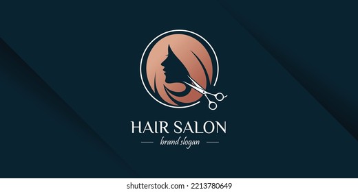 Hair cut logo design for fashion with creative concept