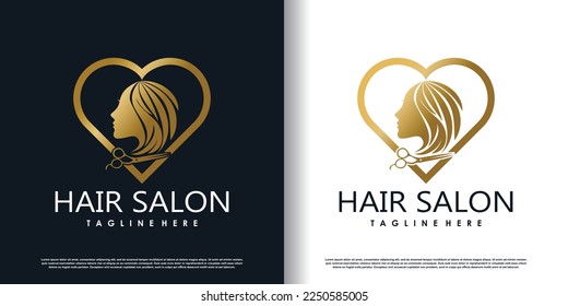 vector de diseño de logotipo de corte de pelo para moda con concepto creativo vector premium