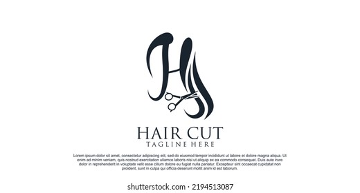 Hair Cut Logo Design For Women Beauty Salon With Hair Scissor And Creative Concept Premium Vector