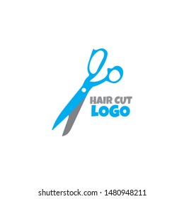 Hair cut and  salon flat vector logo template design