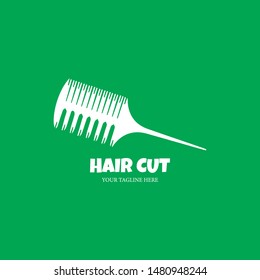 Hair cut and  salon flat vector logo template design