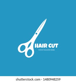 Hair cut and  salon flat vector logo template design