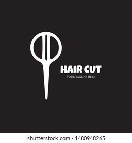 Hair cut and  salon flat vector logo template design