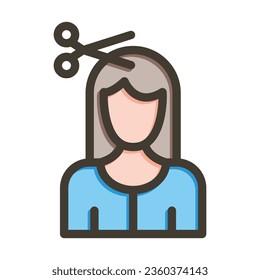 Hair Cut Vector Thick Line Filled Colors Icon For Personal And Commercial Use.
