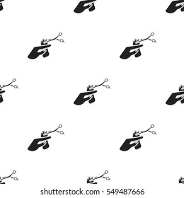 Hair cutting icon in black style isolated on white background. Hairdressery pattern stock vector illustration.