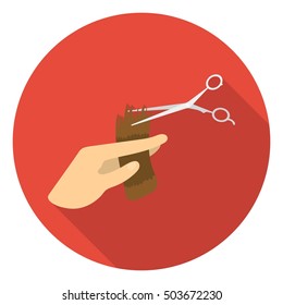 Hair cutting icon in flat style isolated on white background. Hairdressery symbol stock vector illustration.