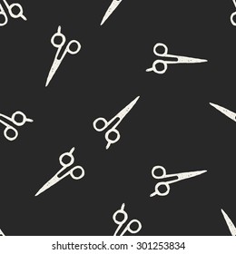 Hair cutting scissor doodle seamless pattern background