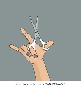 Hair cutting scissors in hand vector illustration