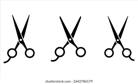 Hair Cutting Scissors Icon Set Vector Silhouette	