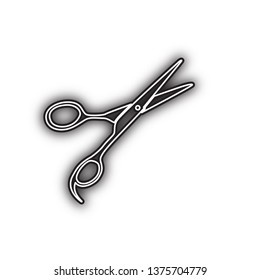 Hair cutting scissors sign. Vector. Double contour black icon with soft shadow at white background. Isolated.