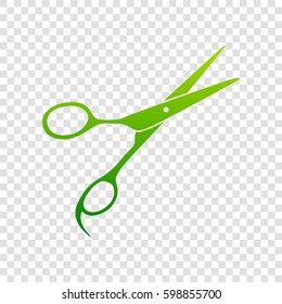 Hair cutting scissors sign. Vector. Green gradient icon on transparent background.
