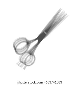 Hair cutting scissors sign. Vector. Gray icon shaked at white background.