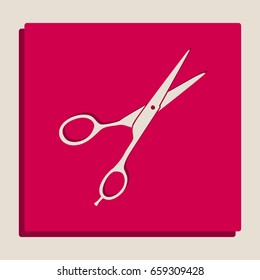 Hair cutting scissors sign. Vector. Grayscale version of Popart-style icon.
