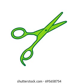 Hair cutting scissors sign. Vector. Lemon scribble icon on white background. Isolated