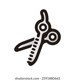 Hair cutting shears illustration icon.Simple vector outline, clipart for graphic design.