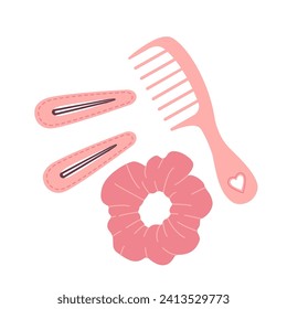 hair decoration set. comb, hair tie and hairpins