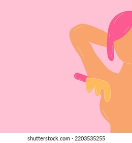 Hair depilation, sugaring hair removal. Armpit hair removal. Icon. Vector in cartoon style. All elements are isolated.