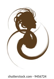 Hair Design Logo – Female silhouette with funky hair design.