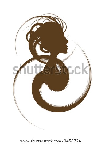 Hair Design Logo – Female silhouette with funky hair design.