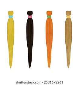 Hair donation illustration set of various colors