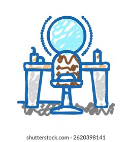 hair dress salon workplace doodle icon sketch vector. hair dress salon workplace sign. isolated symbol illustration