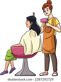 Hair Dresser Cartoon Colored Clipart Illustration