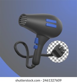 Hair Dryer in 3d Illustration of Barbershop Theme