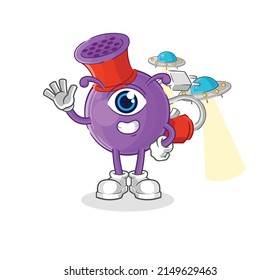 hair dryer alien cartoon mascot vector