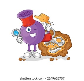 hair dryer archaeologists with fossils mascot. cartoon vector