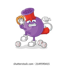 hair dryer baseball pitcher cartoon. cartoon mascot vector