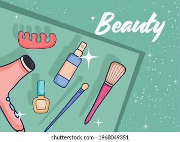 hair dryer and beauty make up icons