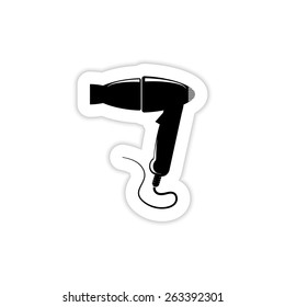 hair dryer black icon on a white background with shadow 