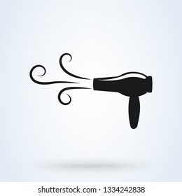 Hair dryer black solid icon vector. flat symbol illustration