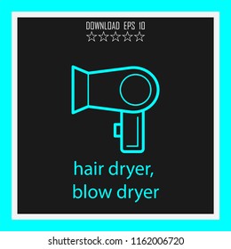 hair dryer, blow dryer vector icon