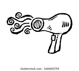Hair dryer blowing hot air -- beauty hairstyling and salon equipment in fun cartoon illustration style