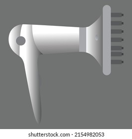 hair dryer brush illustration gray color. on gray background