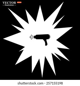 hair dryer building. Blow Dryer . Hair Dryer. Hairdresser Symbol. Vector illustration, EPS 10