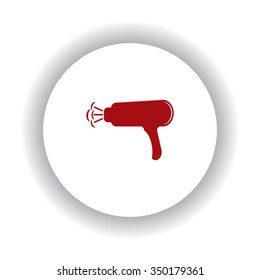 hair dryer building. Blow Dryer . Hair Dryer. Hairdresser Symbol icon, red isolated white background