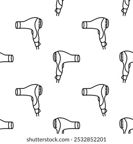 Hair dryer cartoon doodle seamless pattern, Vector.